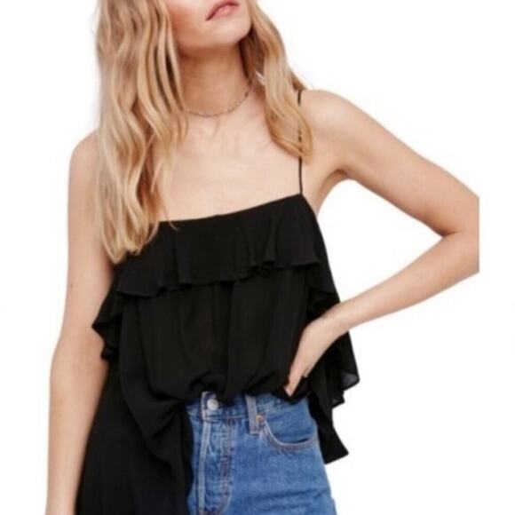 Free People Black Cascades Tank small - Picture 1 of 4